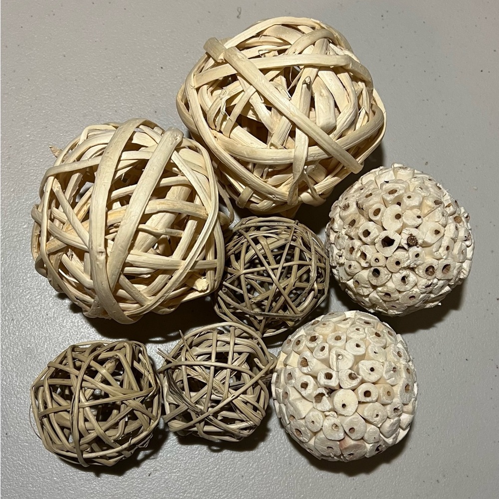 Lot of 7 Decorative Centerpiece ORBS / SPHERES / BALLS Bowl Filler 5”-2” Neutral